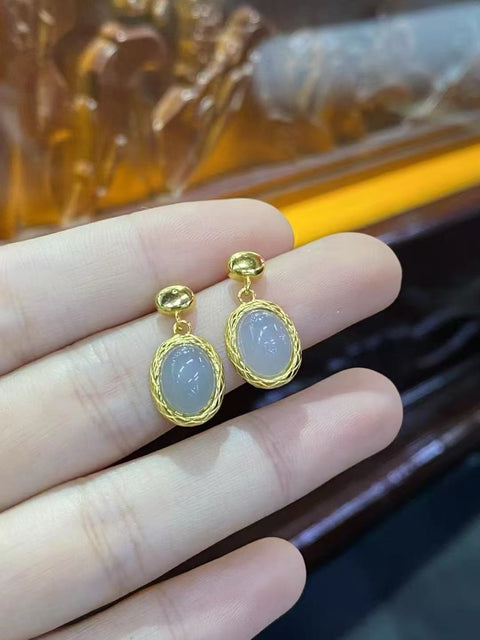 Anting-anting Giok Hetian Jade Smokey Ungu Alami yang terbuat dari perak 925 Ukuran 9 * 7mm Giok halus dan hangat, gaya yang indah sudah termasuk pajak pengiriman.