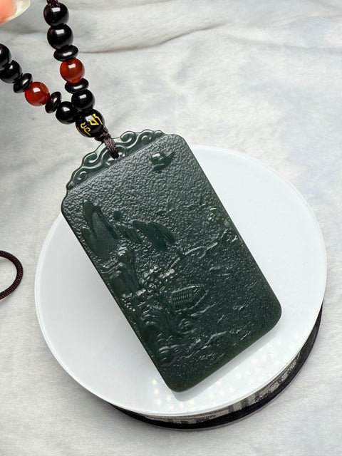 Hetian Jade Green Sheep Fat [Dragon Coil Pillar] Warna giok yang lembut dan kaya, melambangkan Dragon Coil Pillar, sebuah hadiah untuk disimpan untuk diri Anda sendiri. Ukuran kira-kira: 70 × 4 × 9㎜ termasuk pajak pengiriman.