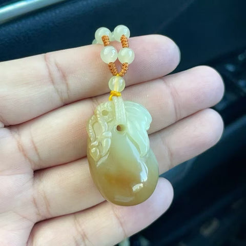 Liontin Tas Uang Giok Hetian Alami & nbsp; Ukuran Batu Utama 38.6 * 24.6mm Ukuran Manik-manik 6mm Kualitas Giok Gaya Halus dan Hangat Sudah termasuk pajak pengiriman.