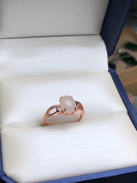 Cincin Giok Giok Putih Hetian Jade Baru 925 Warna Perak Dicap Tatahan Giok Giok halus dan hangat Struktur giok ketat Ukuran 7 * 9mm Termasuk pajak pengiriman