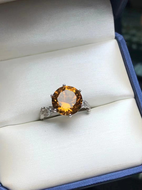 Cincin citrine alami yang terbuat dari perak 925 Ukuran 12mm Sudah termasuk pajak pengiriman.