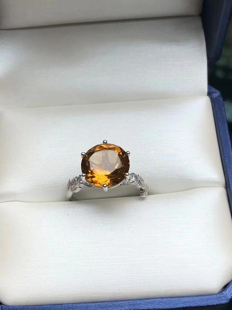 Cincin citrine alami yang terbuat dari perak 925 Ukuran 12mm Sudah termasuk pajak pengiriman.