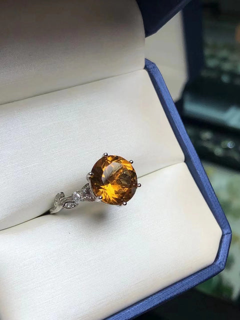 Cincin citrine alami yang terbuat dari perak 925 Ukuran 12mm Sudah termasuk pajak pengiriman.