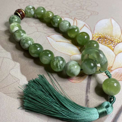‼️DAPAT REQUEST BERAPA BUTIR ‼️Cincin Berlari Giok Cui Giok 18 Butir Alami - Genggam, Topi Susu Tee Hijau, Manik-manik Giok Bulat, Gagang Tangan, Pesona Mobil, Ukuran: 16mm Giok Tidak ada Pola yang terjadi secara alami Acak Termasuk Pajak Pengiriman