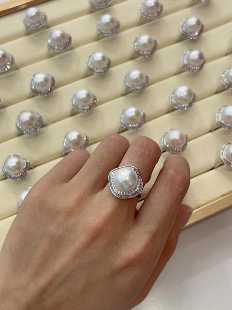 Cincin Mutiara Alami Gaya 925 Perak Sudah termasuk pajak pengiriman