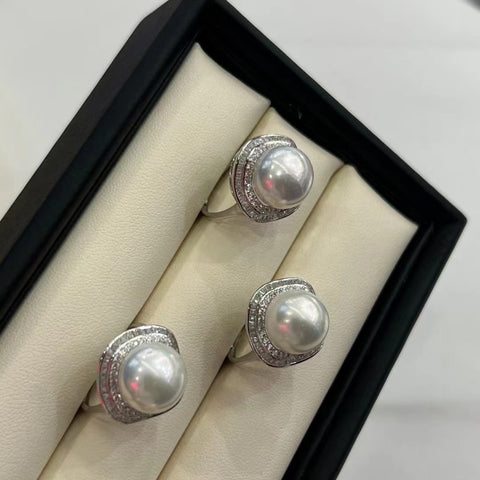 Cincin Mutiara Alami Gaya 925 Perak Sudah termasuk pajak pengiriman