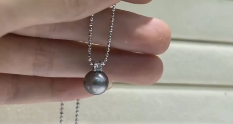 Kalung mutiara hitam Tahiti alami, tekstur lembut, gaya yang indah, sudah termasuk pajak pengiriman.