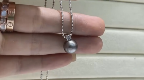 Kalung mutiara hitam Tahiti alami, tekstur lembut, gaya yang indah, sudah termasuk pajak pengiriman.