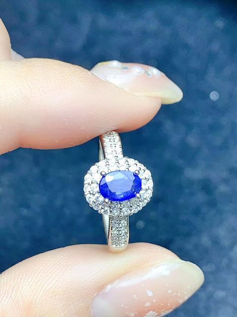 Cincin Safir S925 Gaya Pengaturan Perak Kesederhanaan Termasuk ongkos kirim dan pajak.