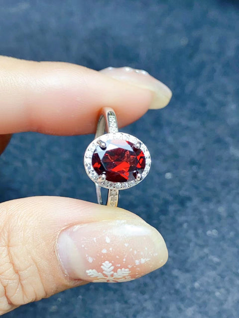 Set Cincin Garnet dalam Gaya Perak S925 Kesederhanaan Termasuk Pengiriman dan Pajak