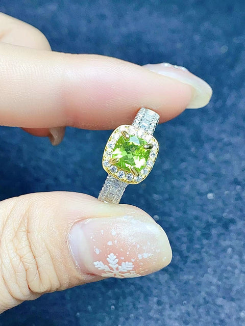 Set Cincin Peridot dalam Gaya Perak S925 Sederhana Termasuk pajak pengiriman