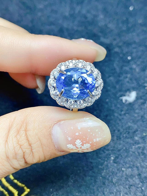 Cincin Safir S925 Gaya Pengaturan Perak Kesederhanaan Termasuk ongkos kirim dan pajak.