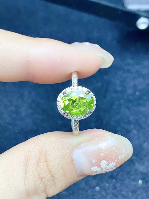 Set Cincin Peridot dalam Gaya Perak S925 Sederhana Termasuk pajak pengiriman