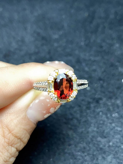 Set Cincin Garnet dalam Gaya Perak S925 Kesederhanaan Termasuk Pengiriman dan Pajak