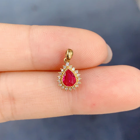 Kalung Ruby Alami Gaya Kalung Emas 18k Setting 0,35 karat Sudah termasuk pajak pengiriman
