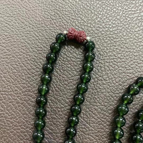 ‼️DAPAT REQUEST BERAPA BUTIR，HARGA DISESUAIKAN BERDASARKAN JUMLAH BUTIRAN ‼️Giok Cui alami 108 buah kalung gelang kalung penggunaan ganda warna kepala air hijau pedas 925 aksesoris perak + cinnabar Ukuran 7,3 mm Termasuk pajak pengiriman