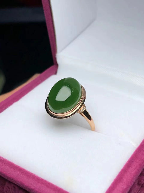 Cincin Jasper dari emas 18 karat dengan berlian. 14 * 11mm, sudah termasuk ongkos kirim dan pajak.