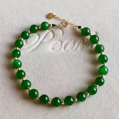 Hotan Jasper: gelang 6m hijau bayam bahan tua yang benar-benar indah, warna lembab halus giok yang kaya dan indah, penuh air ~ gaya sederhana dan efek keausan yang murah hati kelas atas yang indah dan mewah emas 18k sudah termasuk pajak pengiriman!