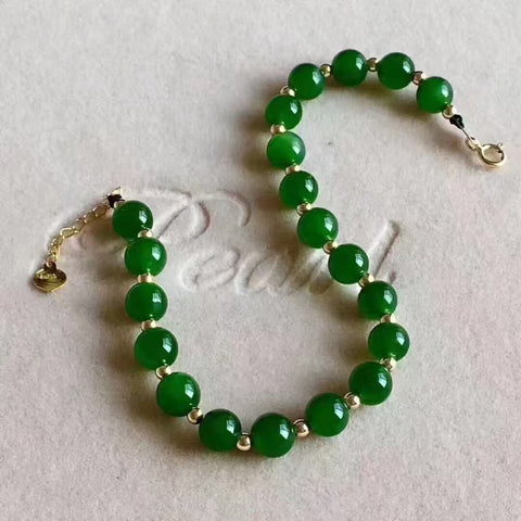 Hotan Jasper: gelang 6m hijau bayam bahan tua yang benar-benar indah, warna lembab halus giok yang kaya dan indah, penuh air ~ gaya sederhana dan efek keausan yang murah hati kelas atas yang indah dan mewah emas 18k sudah termasuk pajak pengiriman!