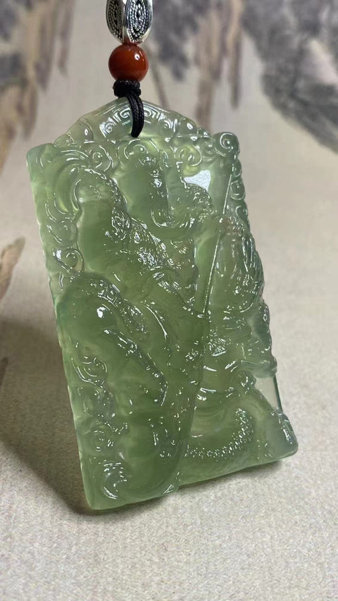 Guan Gong (Dewa Kekayaan): Liontin Giok Halus - Guan Gong, Dewa Kesetiaan dan Kebenaran, Ukuran: 61✖️35mm Sudah termasuk ongkos kirim dan pajak.