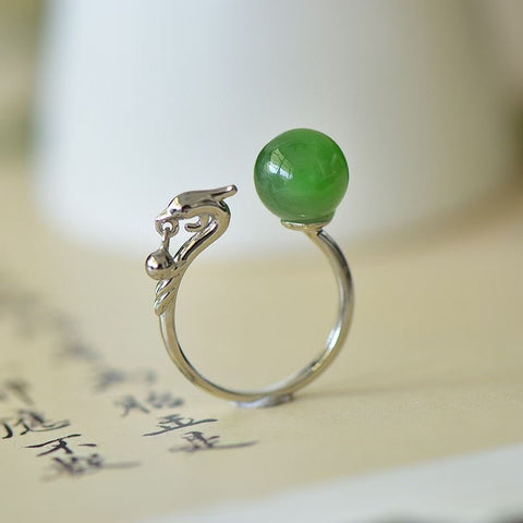 Cincin 11446 (10 * 10) Manik-manik Jasper Memiliki Cincin Perak Polos Phoenix Termasuk Pajak Pengiriman