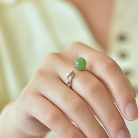 Cincin 11446 (10 * 10) Manik-manik Jasper Memiliki Cincin Perak Polos Phoenix Termasuk Pajak Pengiriman