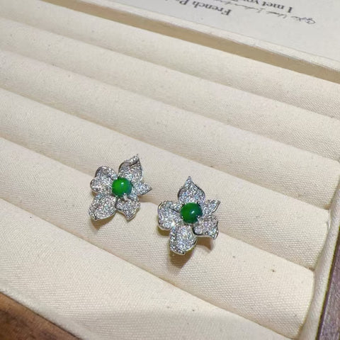 Anting Kelopak Batu Giok Alami 925 Perak Pengaturan Ukuran 5mm Batu giok bersih dan halus termasuk ongkos kirim dan pajak.