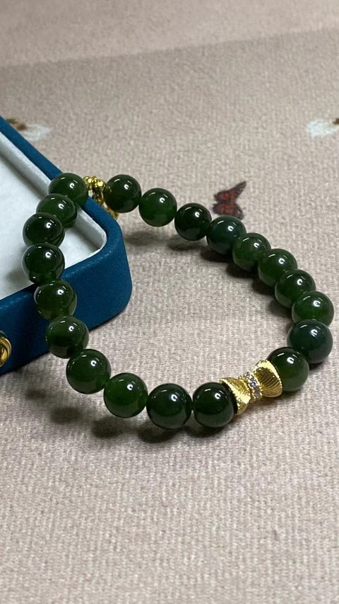 Gelang Jasper Alami dengan aksesoris cantik Ukuran 8mm Giok halus dan hangat Sudah termasuk pajak pengiriman.
