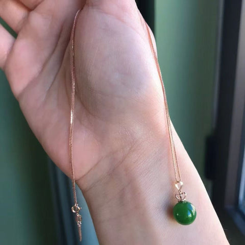 Kalung Manik-manik Rusia Alami Semua Pengaturan Emas 18k Bahan Pit Tua Giok Baik dan Hangat; Termasuk Pajak Pengiriman