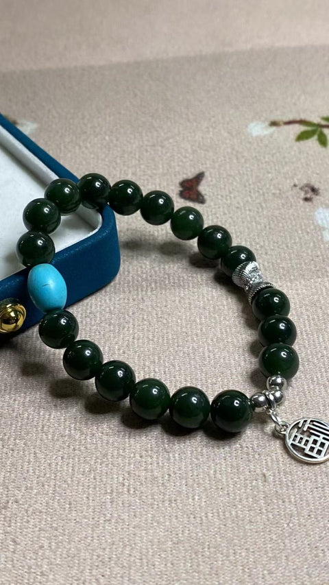 Gelang Jasper Alami dengan aksesoris cantik Ukuran 8mm Giok halus dan hangat Sudah termasuk pajak pengiriman.
