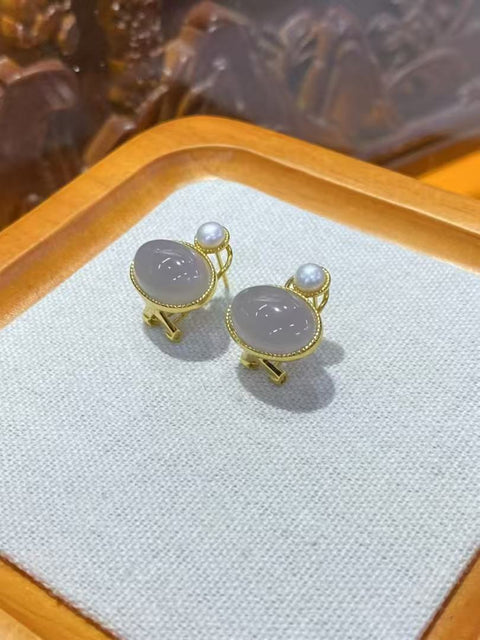 Anting Temperamen Ungu Smokey Jade Hotan Alami Ukuran 14 * 10mm Rantai Perak Gratis 925 Berlapis Perak Emas 24k Termasuk Pajak Pengiriman