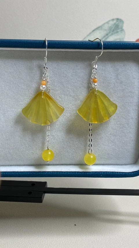Anting Giok Giok Bunga Giok Cui Halus Ukuran 17 * 21mm Ditetapkan dalam Giok Halus Perak 925 Perak Termasuk pajak pengiriman