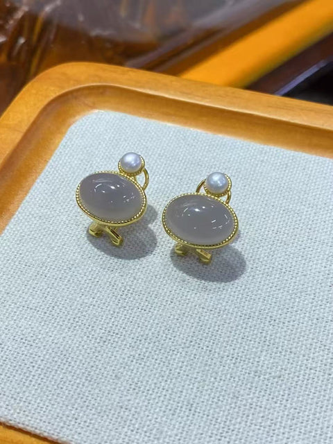 Anting Temperamen Ungu Smokey Jade Hotan Alami Ukuran 14 * 10mm Rantai Perak Gratis 925 Berlapis Perak Emas 24k Termasuk Pajak Pengiriman