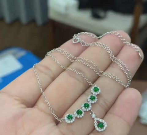 Set Kalung Batu Giok Alami dari perak 925, gaya yang indah, tekstur halus dan hangat, sudah termasuk pajak pengiriman.
