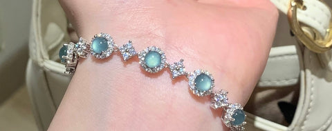 Gelang Giok Air Biru Guatemala Alami Bertahtakan Perak 925 Gratis Pengiriman dan Pajak