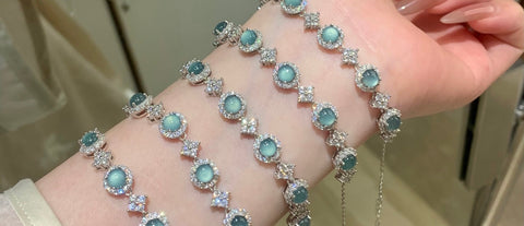 Gelang Giok Air Biru Guatemala Alami Bertahtakan Perak 925 Gratis Pengiriman dan Pajak