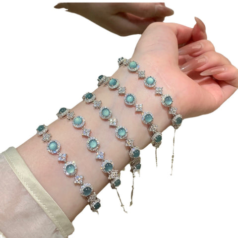 Gelang Giok Air Biru Guatemala Alami Bertahtakan Perak 925 Gratis Pengiriman dan Pajak