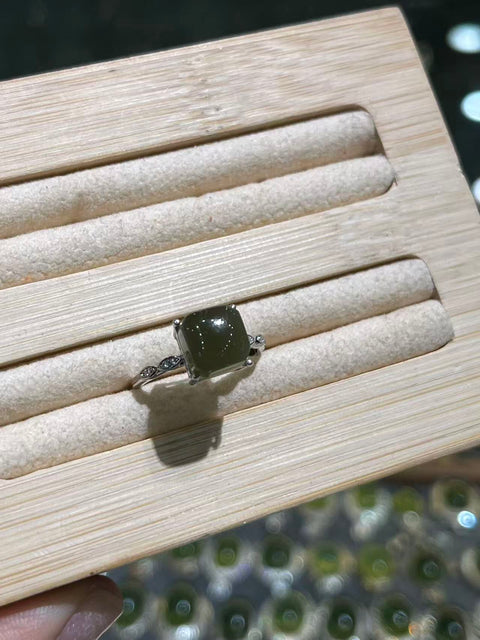 Cincin gula batu giok Hetian berlapis perak 925, gratis biaya pengiriman dan pajak