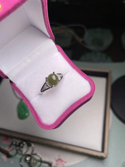Cincin giok Hetian alami 💍Bahan tambang tua, dasar halus dan hangat, sudah termasuk pajak pengiriman