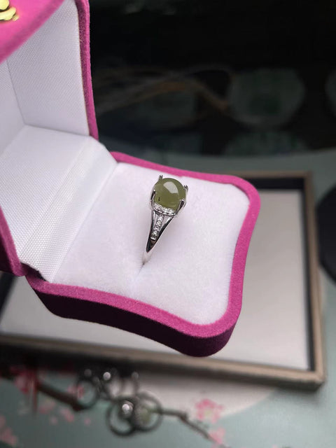 Cincin giok Hetian alami 💍Bahan tambang tua, dasar halus dan hangat, sudah termasuk pajak pengiriman