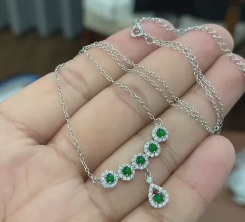 Set Kalung Batu Giok Alami dari perak 925, gaya yang indah, tekstur halus dan hangat, sudah termasuk pajak pengiriman.