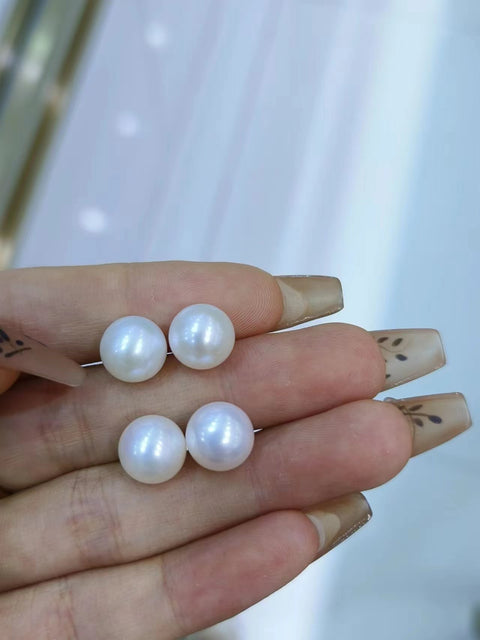 Mutiara air tawar alami, sederhana dan elegan, ukuran 10mm, tekstur halus, gaya yang indah, sudah termasuk ongkos kirim dan pajak.