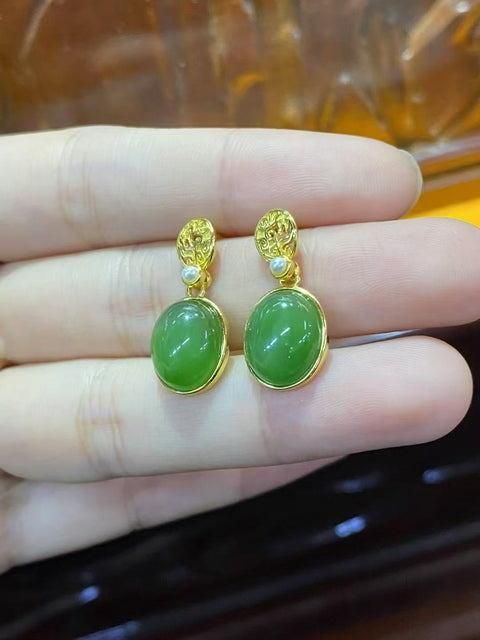 Anting Pejantan Jasper Alami Ukuran 11 * 9mm & 925 Perak Berlapis Emas 24 karat Sudah termasuk pajak pengiriman.